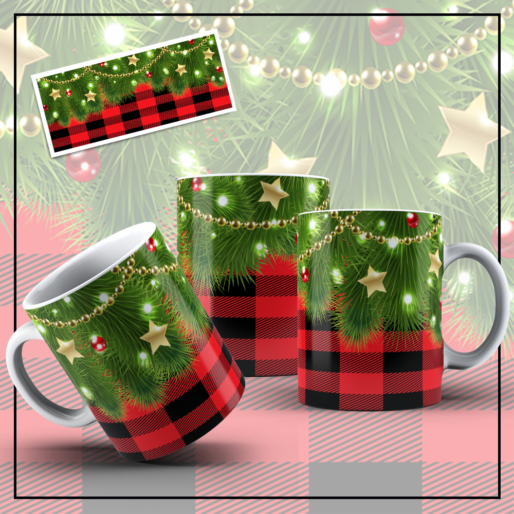 Buffalo Plaid Holiday Garland Mug | Myles Print