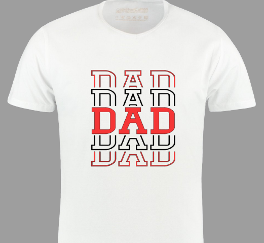Dad Stacked Font White Shirt | Myles Print