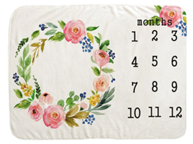Custom Milestone Baby Blanket Floral Wreath. | Myles Print