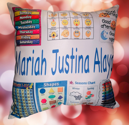 Toddler Educational Learning Pillow (Customizable Name) 15.7" X 15.7" | Myles Print