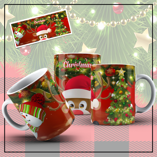 Christmas Reindeer and Snowman Mug | Myles Print